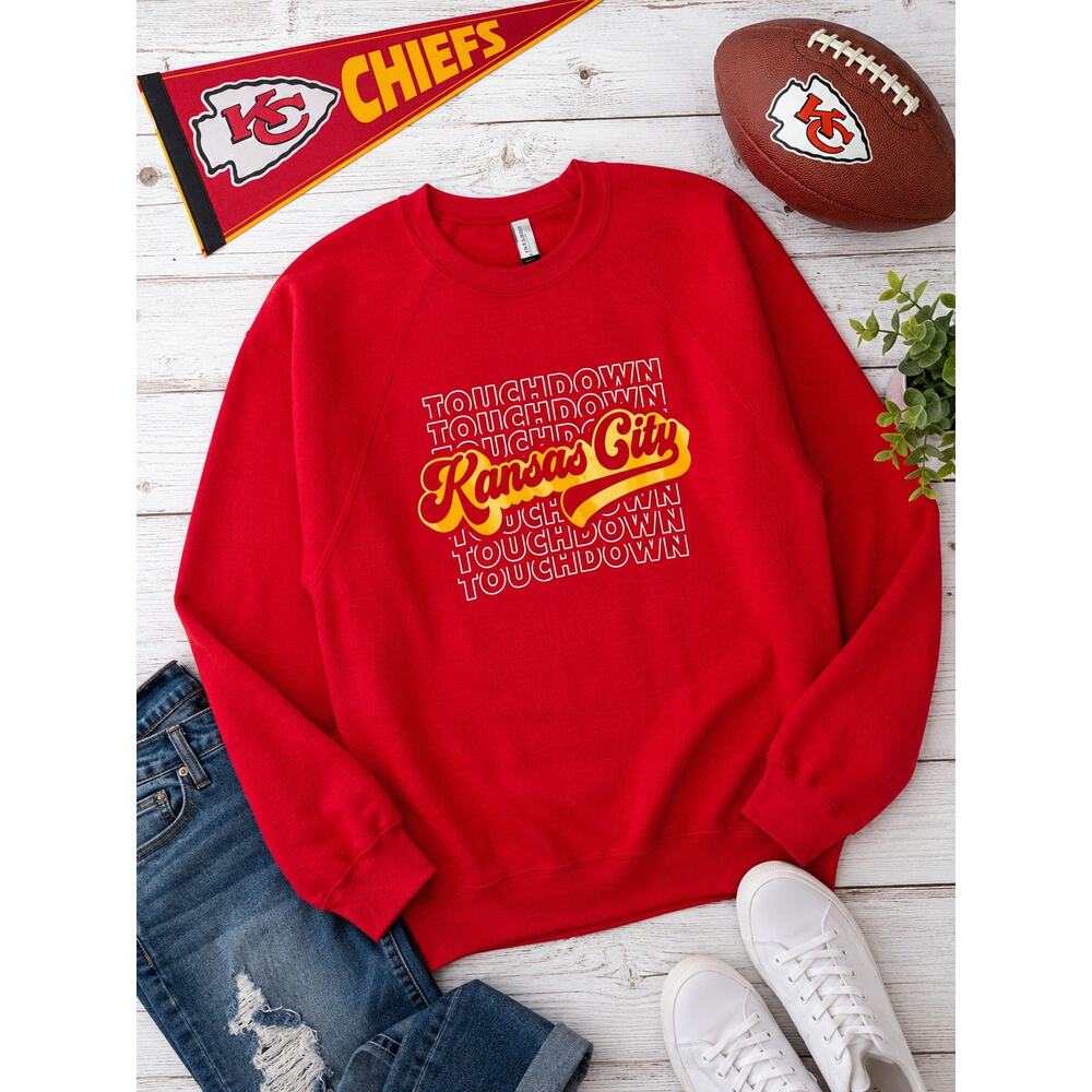 KANSAS CITY CHIEFS Red Touchdown Graphic Sweatshirt NFL Men’s Size Large